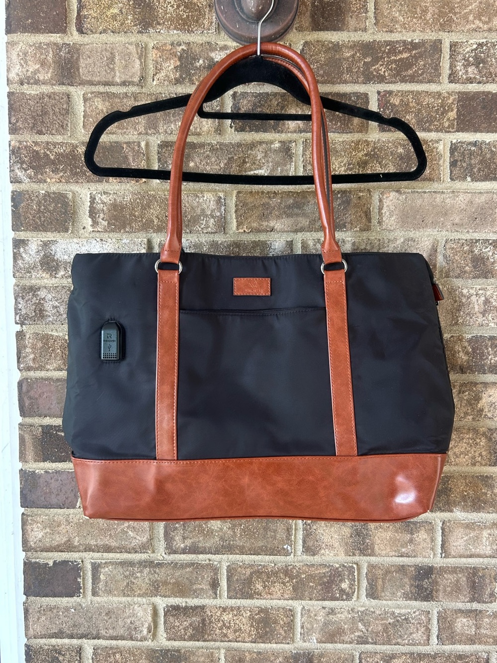 Relavel Large Laptop Tote Work Bag USB Charging Port Black Brown Travel Office